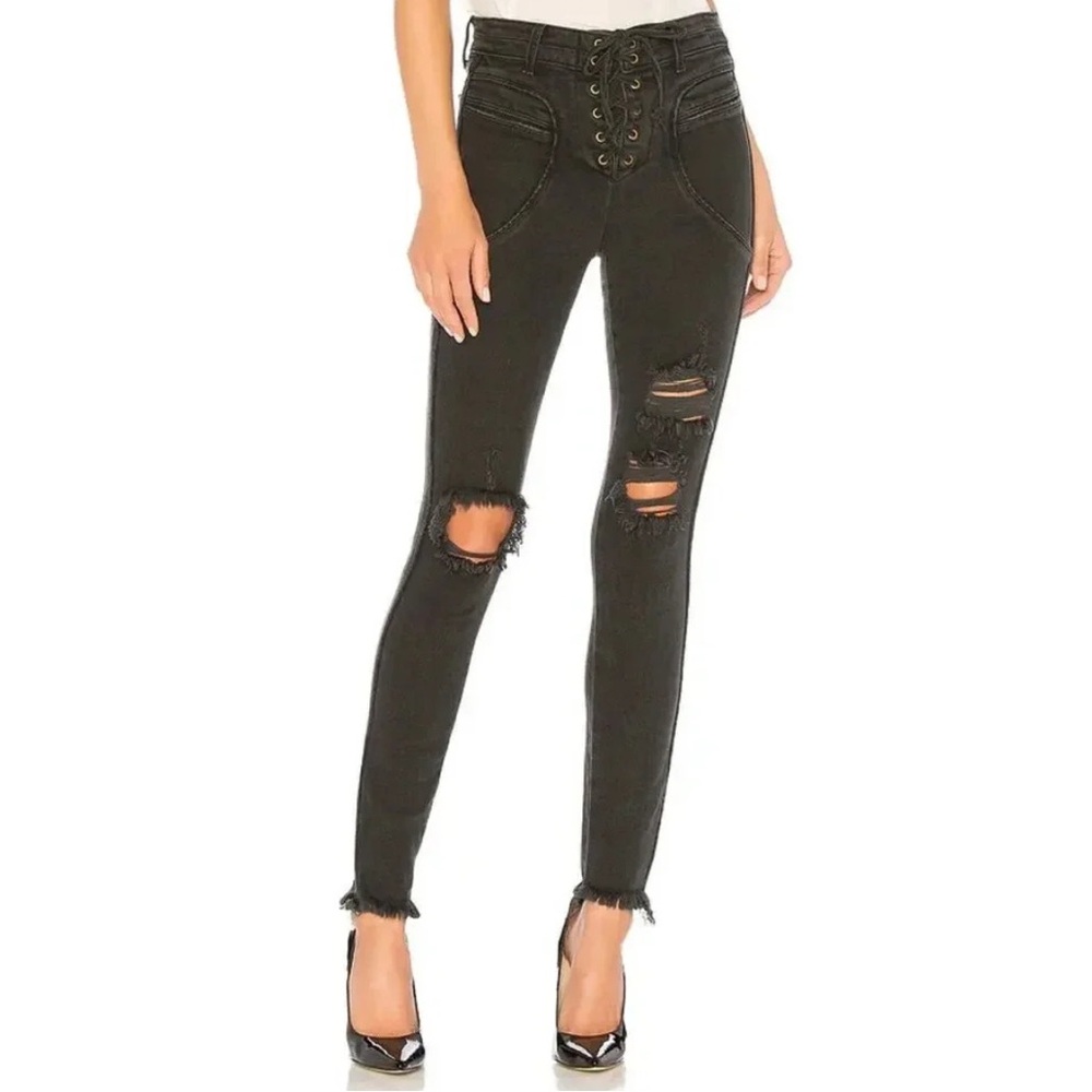 ICONS Objects of Devotion Valhalla Skinny Seam Jeans Stone Black Size 26